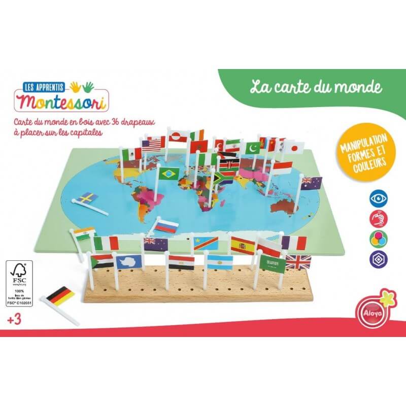 Puzzle Carte du Monde Drapeau National-Jeu de Société Familial